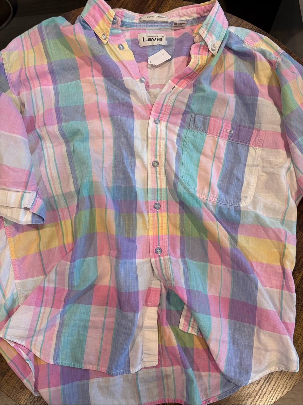 Levi's Pastel Plaid Button-Down Shirt - Pink, Blue, Yellow, Green, Purple